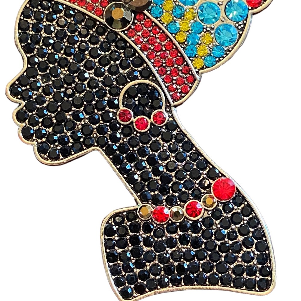 Colorful Rhinestone Woman Pin - Picture 3 of 5